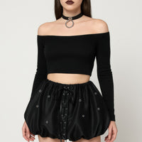 Bubble Lace Up Mini Skirt