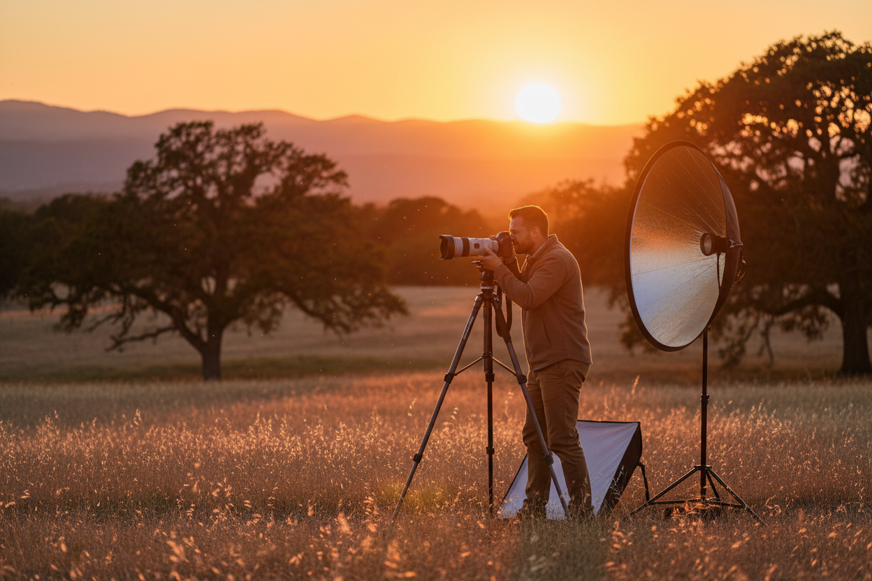 Photography professional setting outdoors orange setting